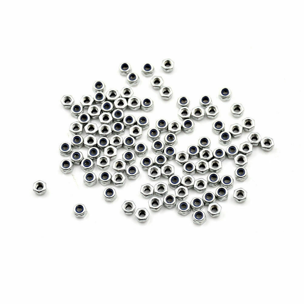 100pcs M3 x 0.5mm Stainless Steel Nylock Nylon Insert Hex Self-locking Nuts TEUS