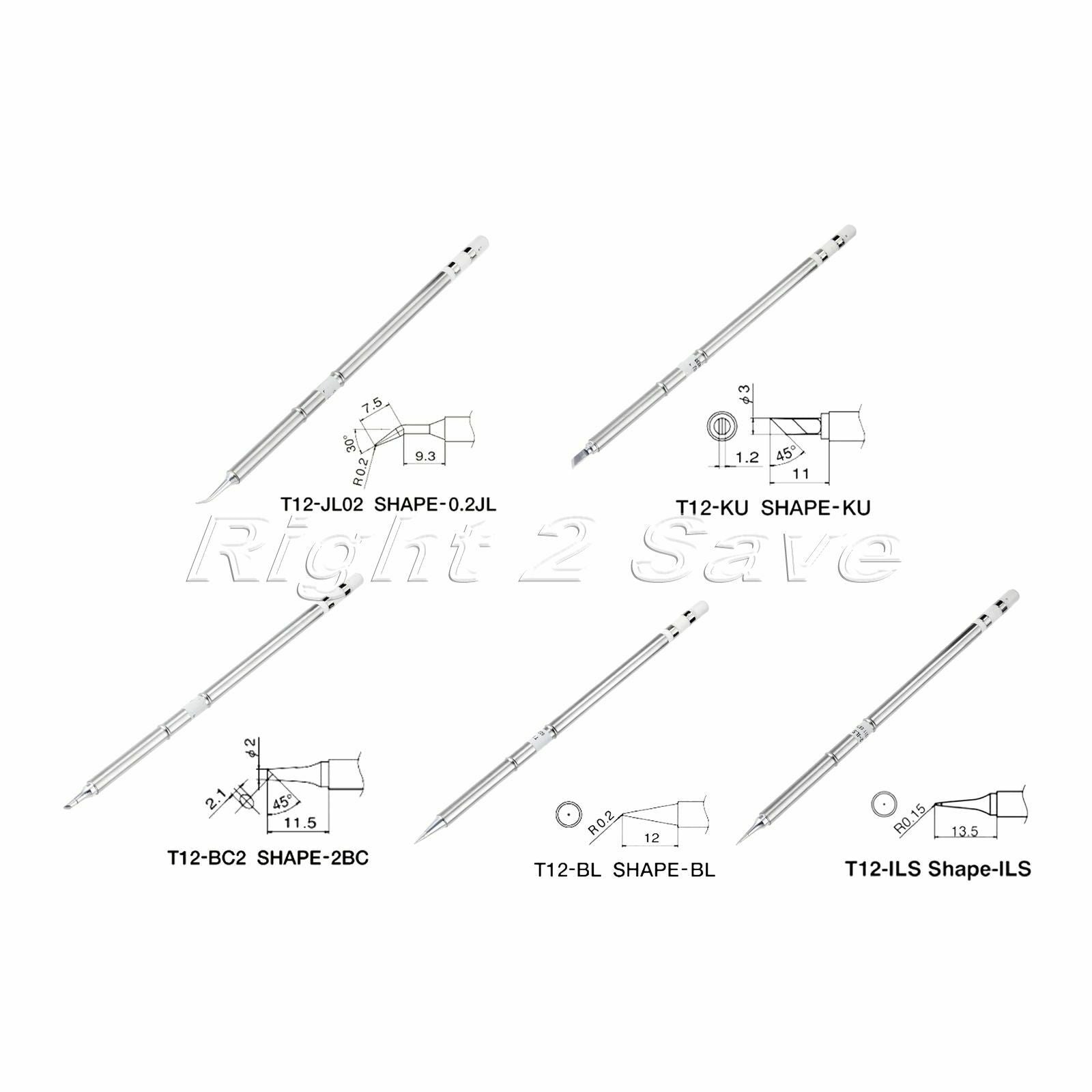 5pcs T12 Series Soldering Iron Tips Set T12-JI02 ILS KU BL BC2 For Hakko