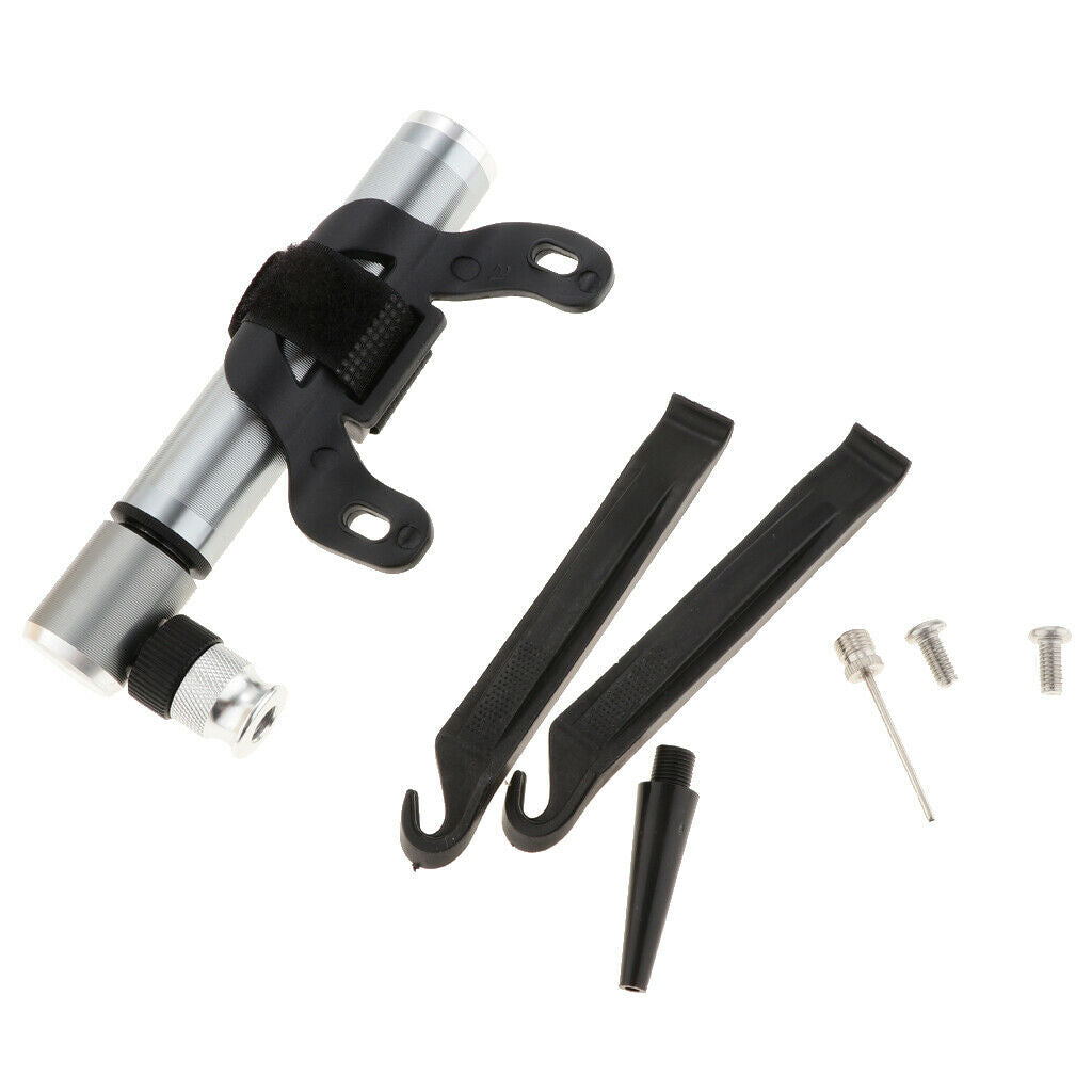 Portable Bike Bicycle Pump Mini Cycle Air Pump Fits Presta & Schrader Valves