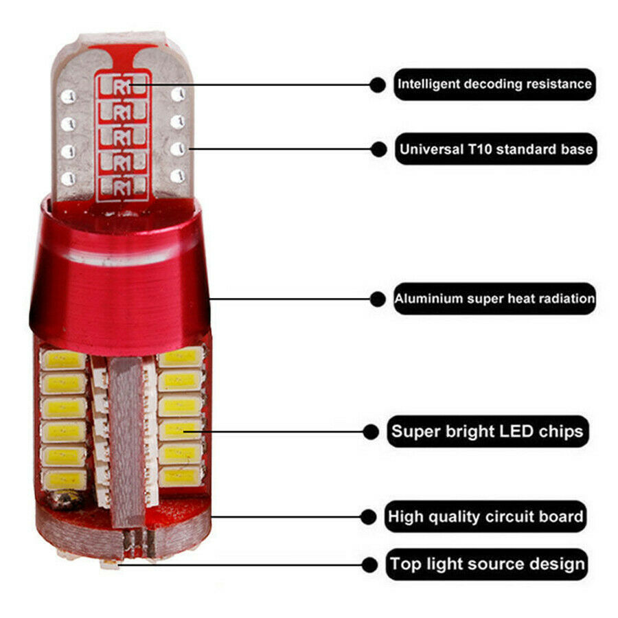 10PCS T10 W5W 194 168 LED No Error Canbus Side Lamp Light Bulb White Fog  light