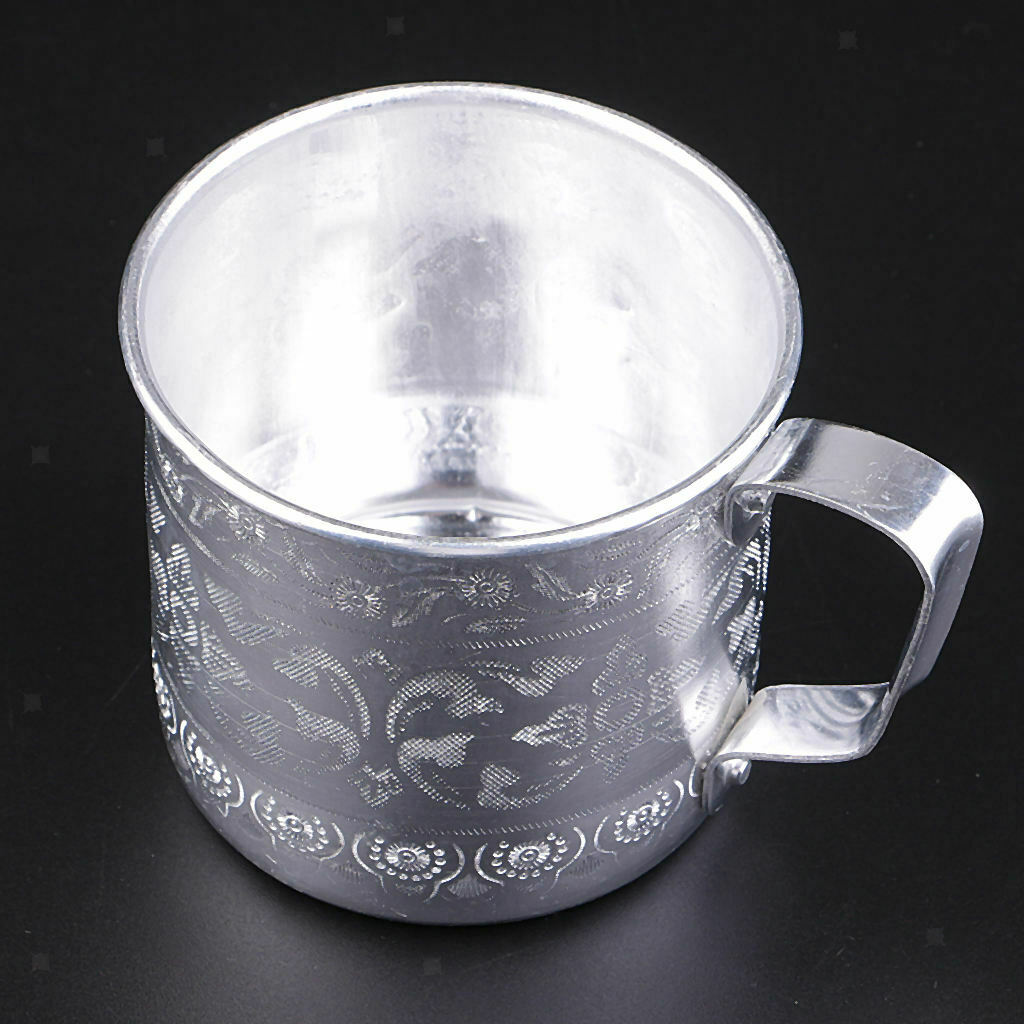 Asian Thailand Carved Tin Cup Mug Tin Can for Drinking Coffee Cup Collection