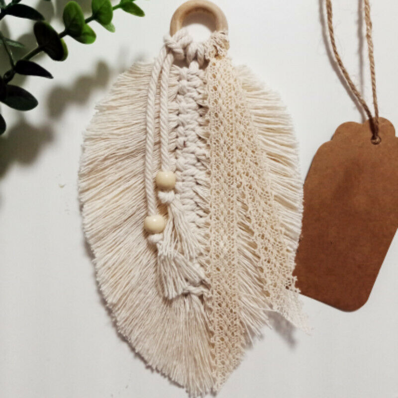 Macrame Home Feathered Charm Wall Hanging Boho Decor Hand-woven Tapest.l8