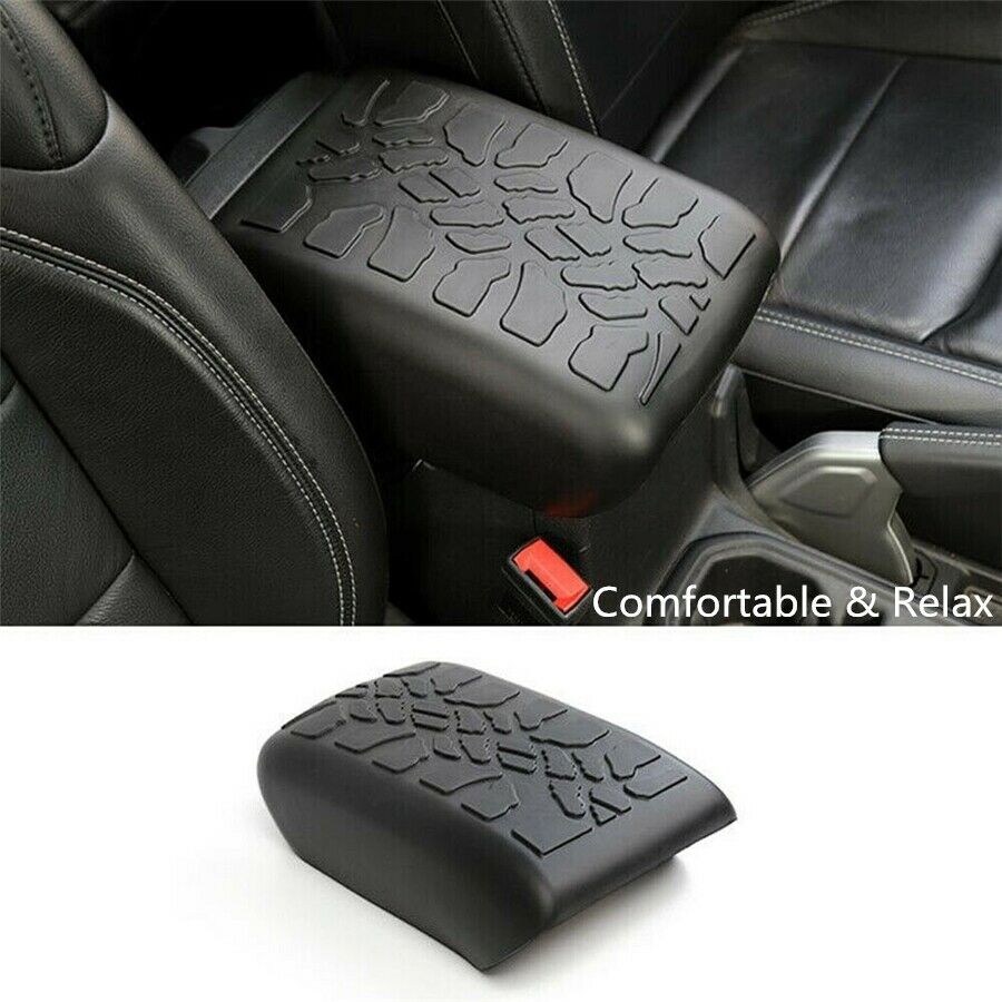 1PC Overlay Center Armrest Cover Black Rubber For Jeep Wrangler JL 18-20 JT 2020