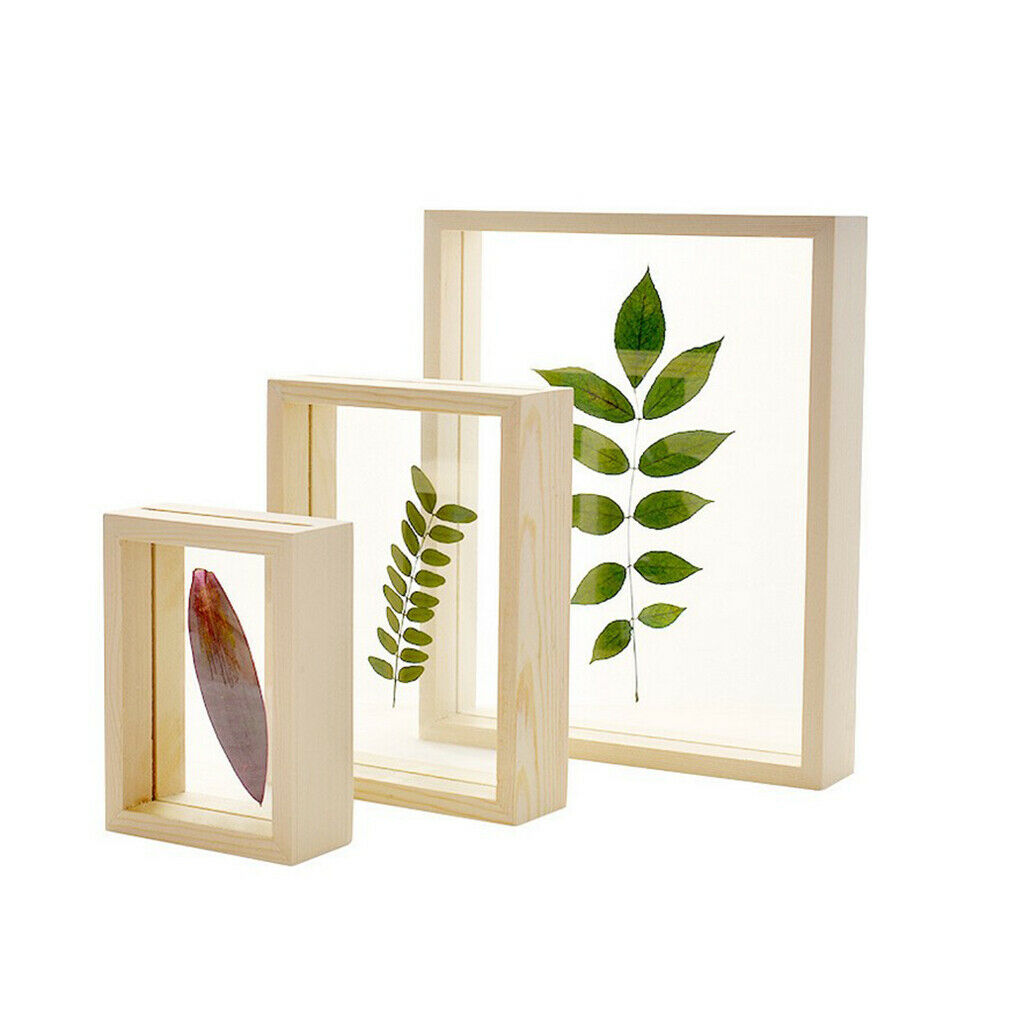 3x Transparent Single Picture Frame Wood Frame Decor With Glass Cover 5/7/10''