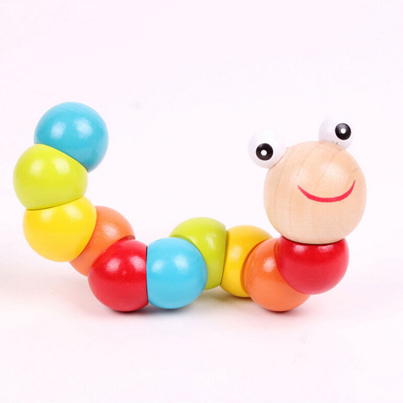 Baby Kids Twist Caterpillar Wooden Toys Infant Educational Development To.l8