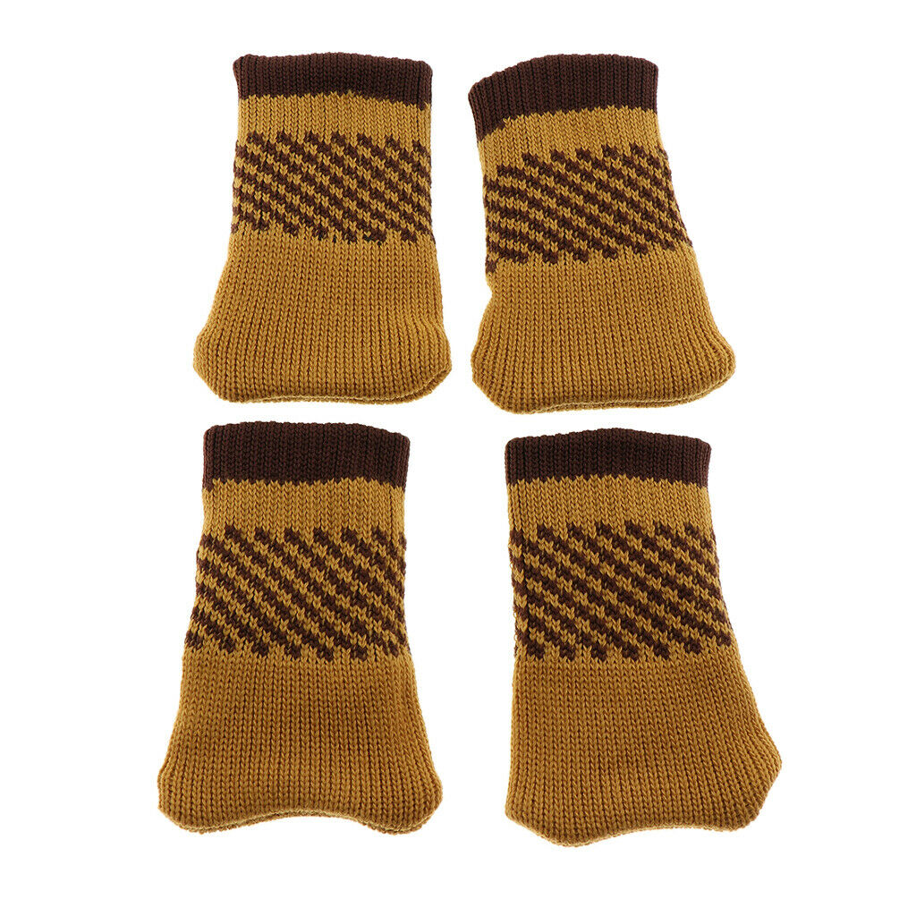 4pcs Knit  Socks Chair Leg Floor Protector Covers Wheat Yellow