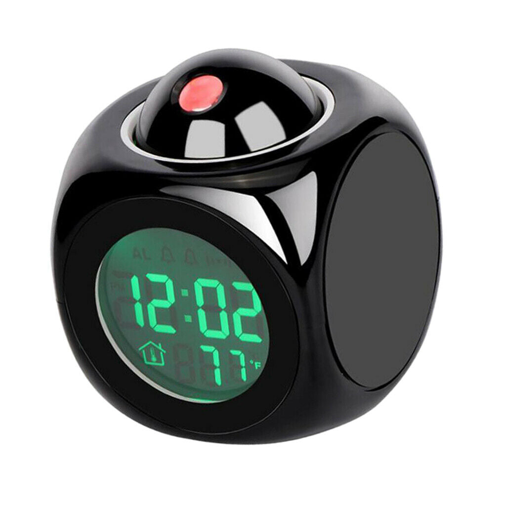 Colorful Backlight Alarm Digital Projector Projection Clock Black