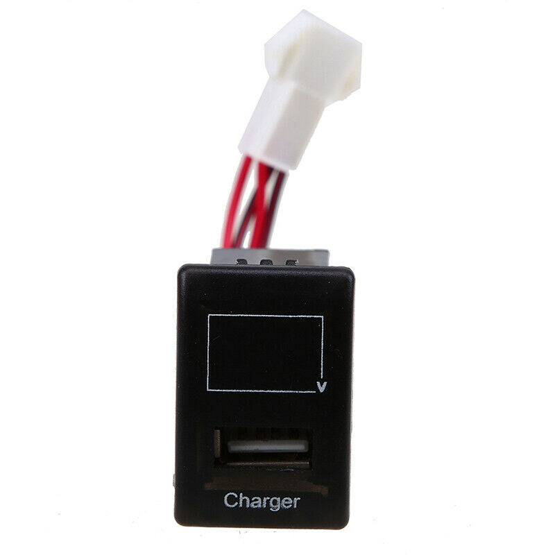 12V Car Auto USB Charging Car Charger Black with LED Voltmeter & Wire For Mazda