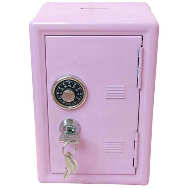 Kids Money Banks, Mini Money Box Gift Safe Case Password with Key Metal MoneD2D3