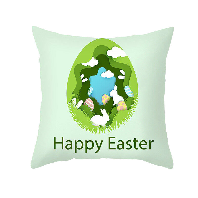 4Pcs Bunny Pillowcase Happy Easter Decorations for Home Easter Rabbit Eggs PW3P4