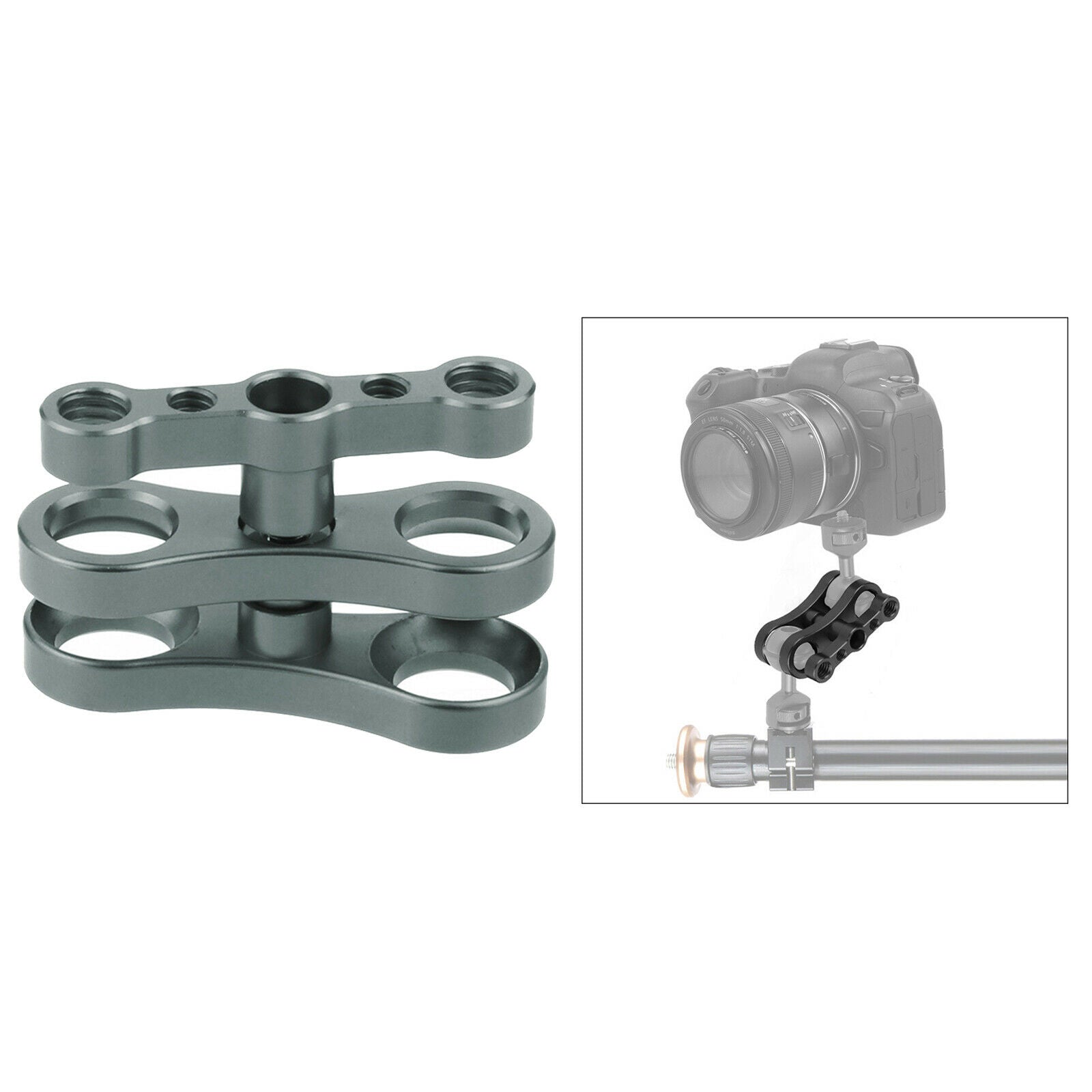 Aluminum Standard 1" Ball Clamp for Underwater Diving Light Arm System gray