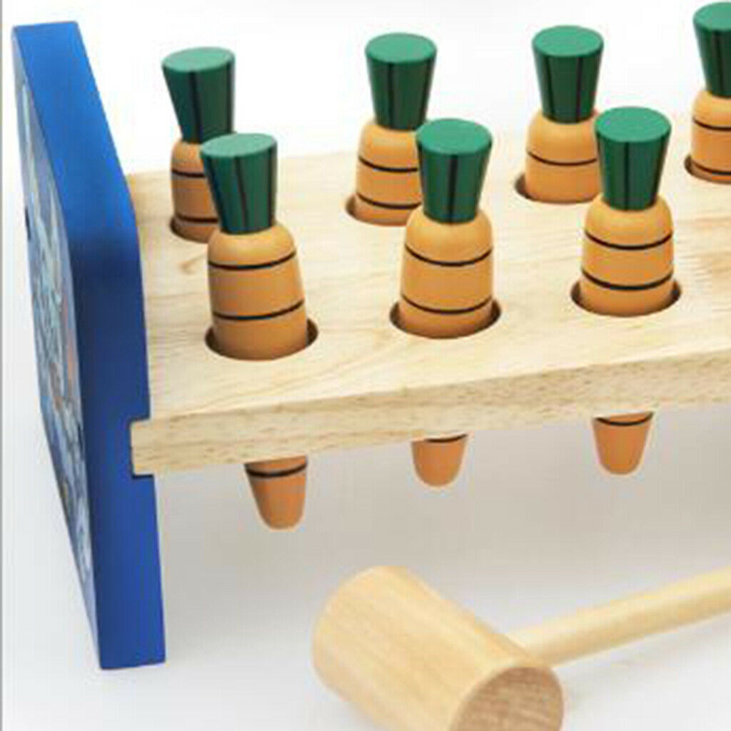 Baby Kids Child Hammering Knock Block Tables Wood Carrot Bench Toddler