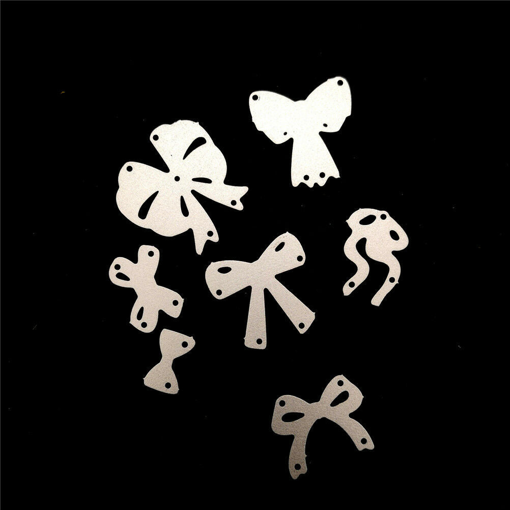 7pcs bow cutting dies stencil scrapbook album paper embossing craft di.l8