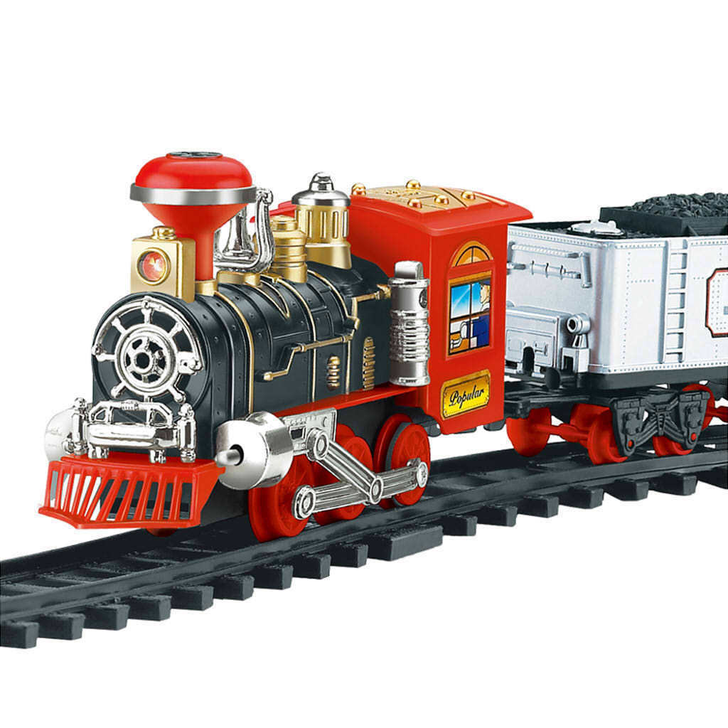 Remote Control Christmas Train Set - Lights, Sound, & Real Smoke - Kids Gift