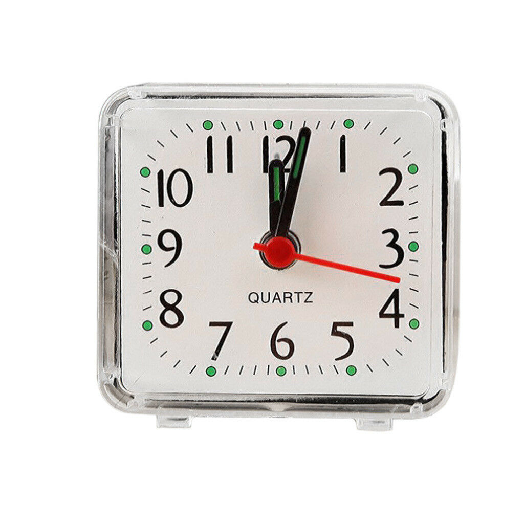 Modern Mini Quartz Clock Travel Alarm Clock Bedroom Home Table Clock White