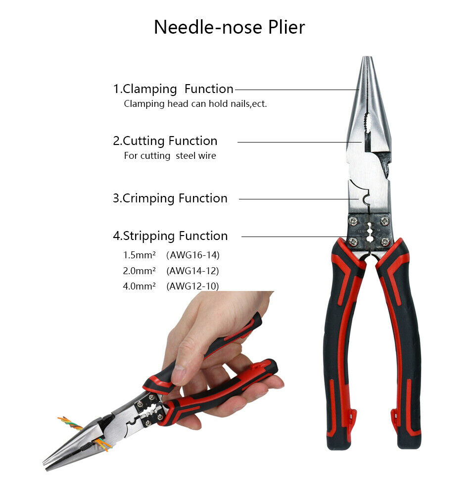 Multi-Purpose 7-Inch Combination Pliers Wire Stripper Electrician's Pliers Vise