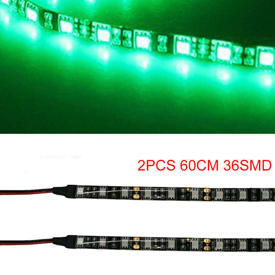 2x Green 5050 chip 24 inch 36 LED Waterproof Flexible Strip BLACK PCB board