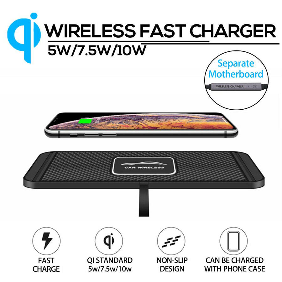 Car Qi Wireless Charger Pad Fast Charging Non-slip Mat Dashboard Holder Stand