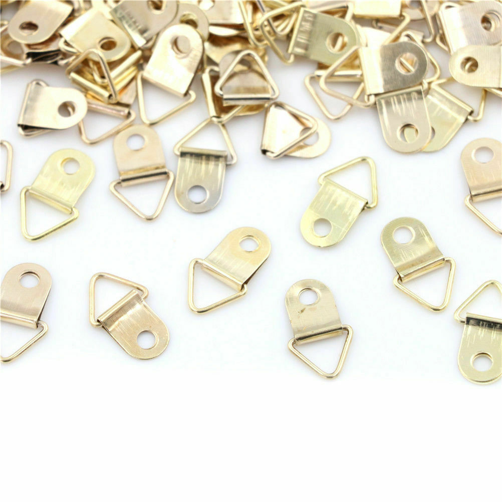 100pcs D Ring Frame Hanger Hooks Picture Hanging Triangle Hangers Findings 10x22