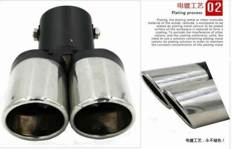 63mm Car SUV Modification Grilled Stainless Steel 2 Dual Pipe Exhaust Pipe Cover