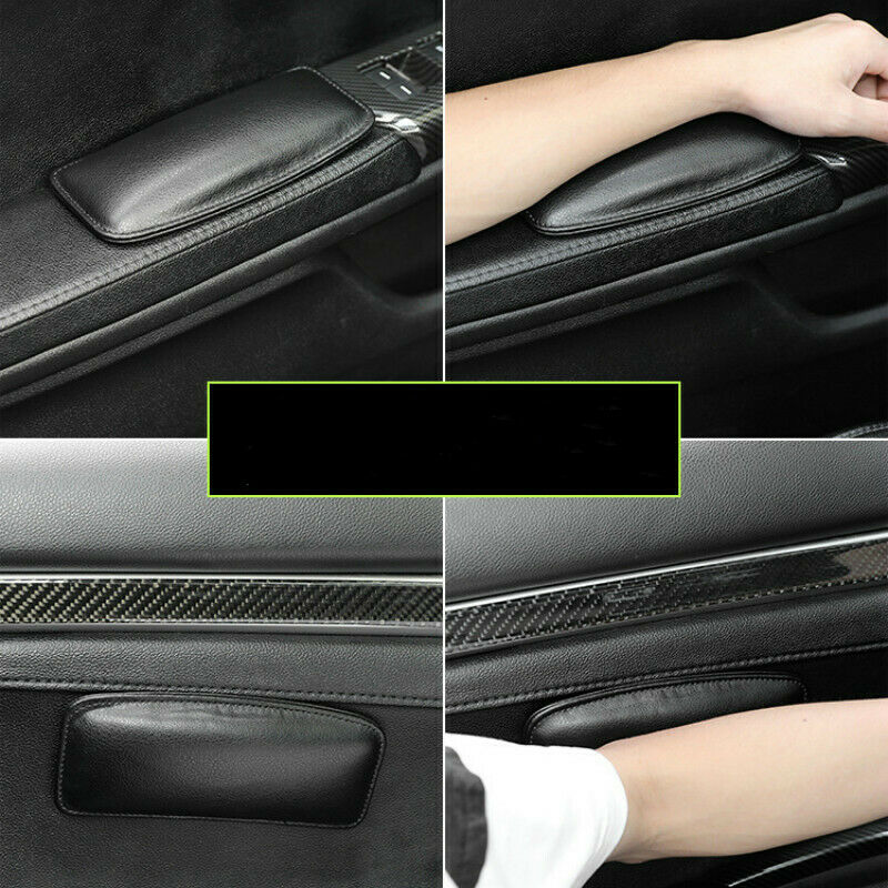 Universal Car Armrest Cushion Mat Elbow Leg Bolster Protective Pad Leather Black