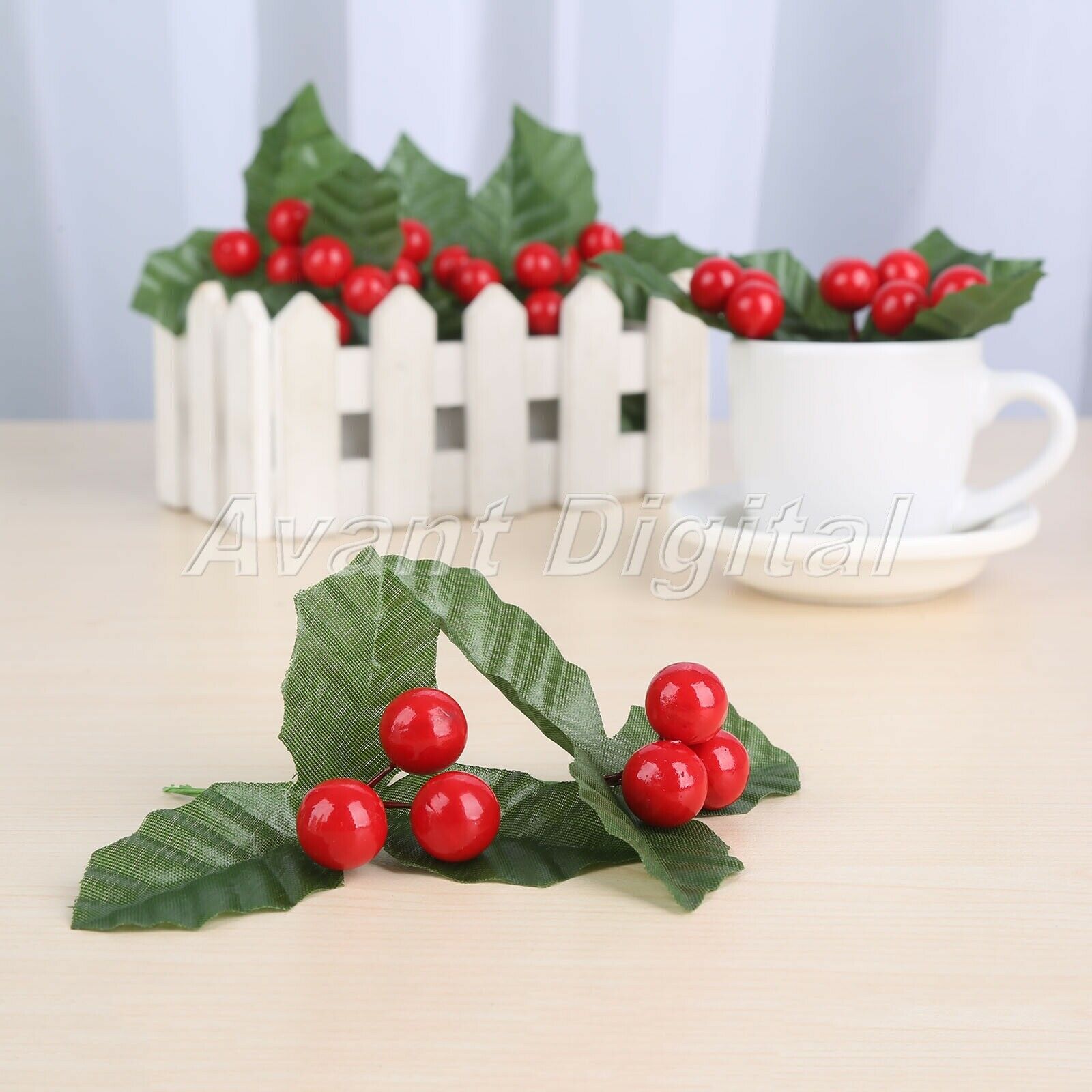 Decoration Wedding Artificial Leaf Holly Berries Party Silk Leaf Flowers 10Pcs