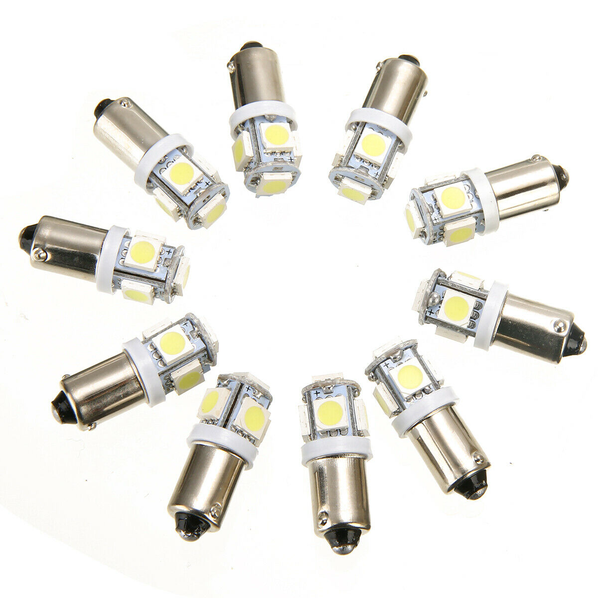10Pcs T11 BA9S T4W 5 SMD 5050 White LED Turn Signal Bulbs Front Lamp Replacement