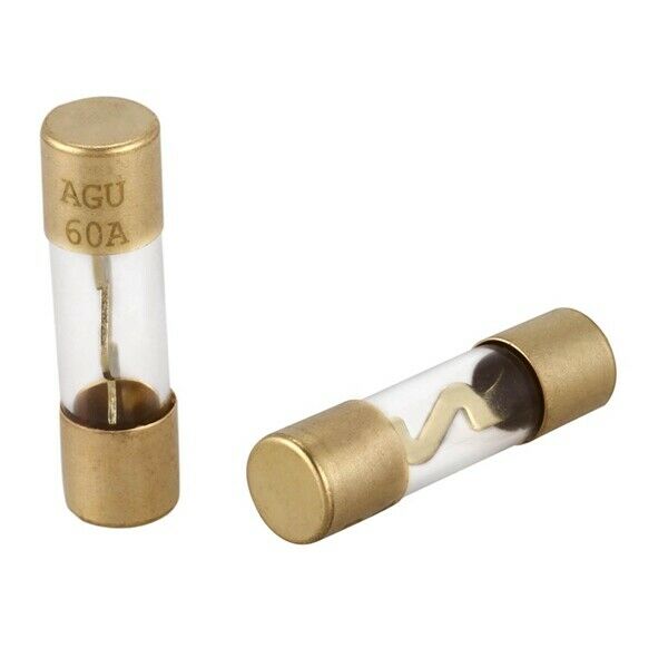 Audio Car 60A 38mmx10mm AGU Glass Tube Fuses 2 Pieces Z2G7