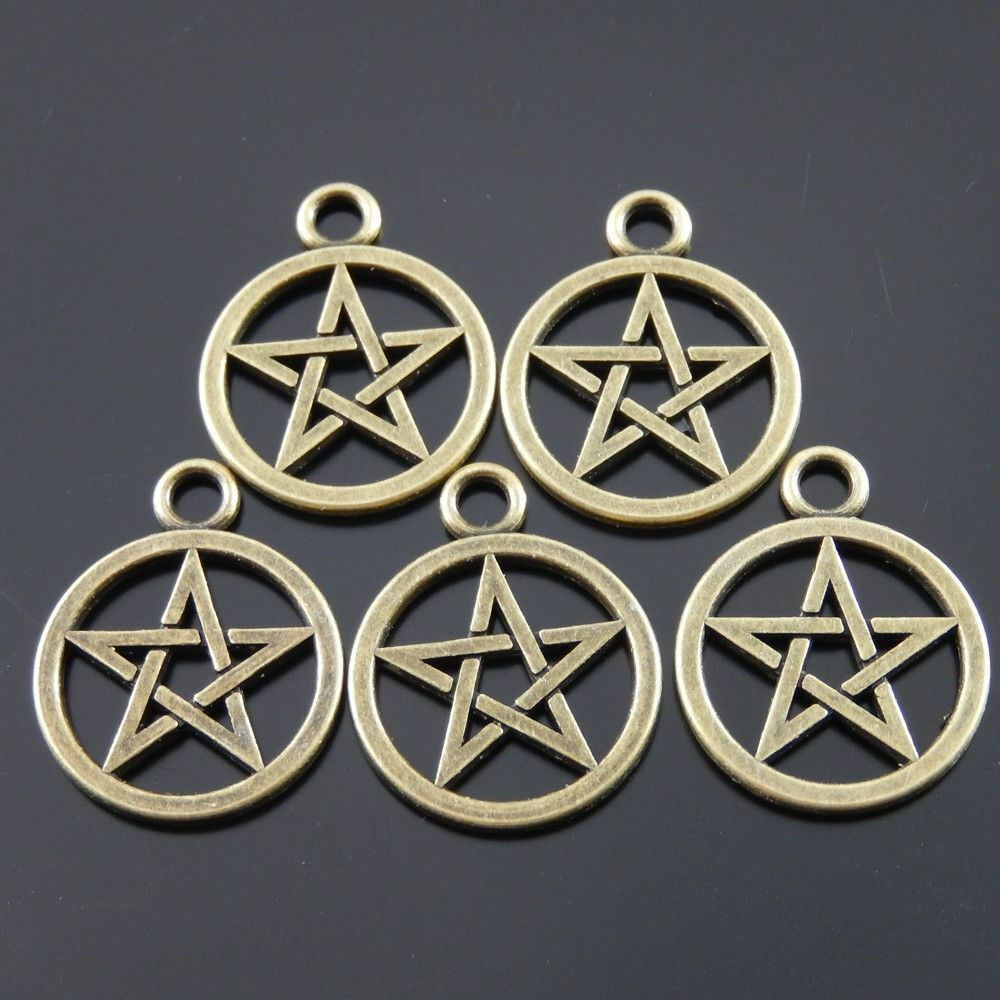 20pcs Antiqued Bronze Tone Hollowed Wiccan Symbol Charms Pendants 20*20mm