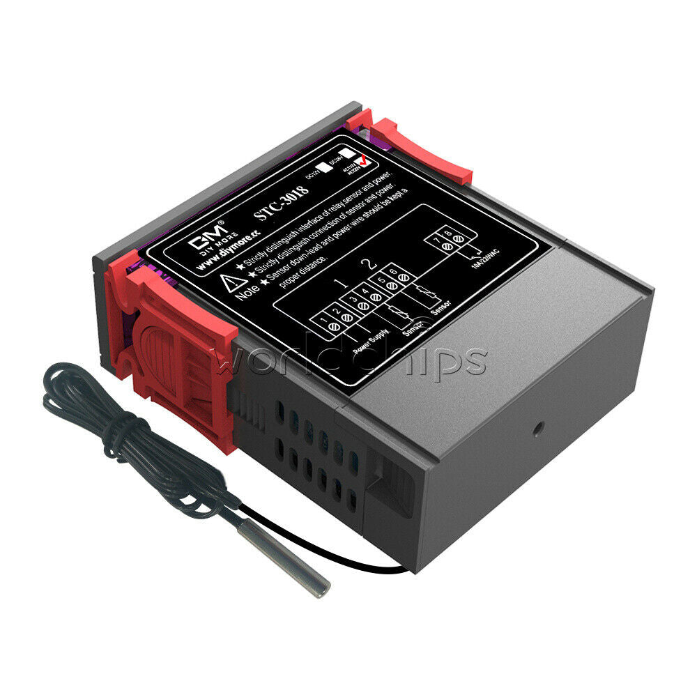 AC 110-220V Digital Temperature Controller Thermostat NTC Sensor Probe STC-3018