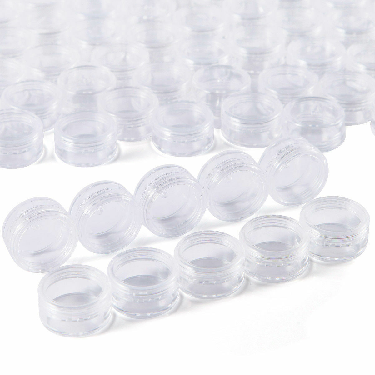 100 Clear Small 3g Grams/mL Plastic Jars for Cosmetic Sample Container Pot