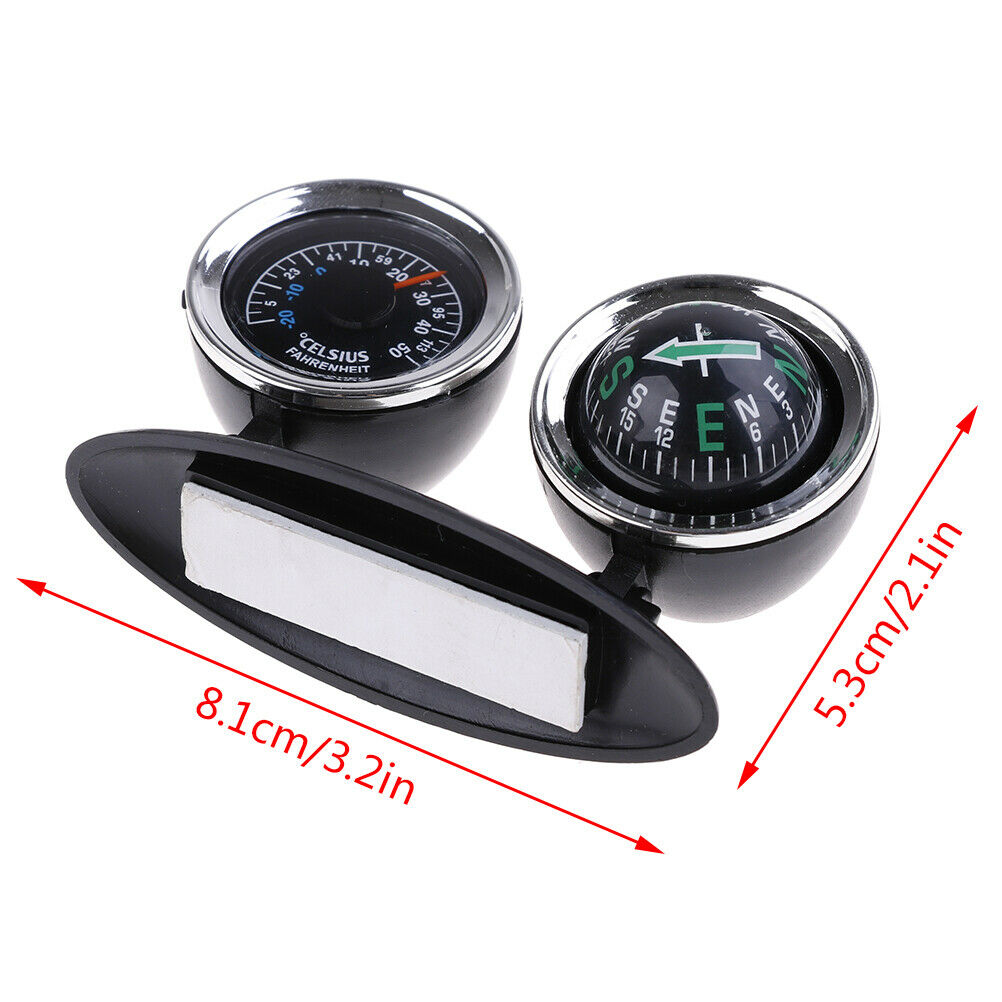 2 in 1 Guide Ball Car Compass Thermometer Car Ornaments Direction Dashboa.l8