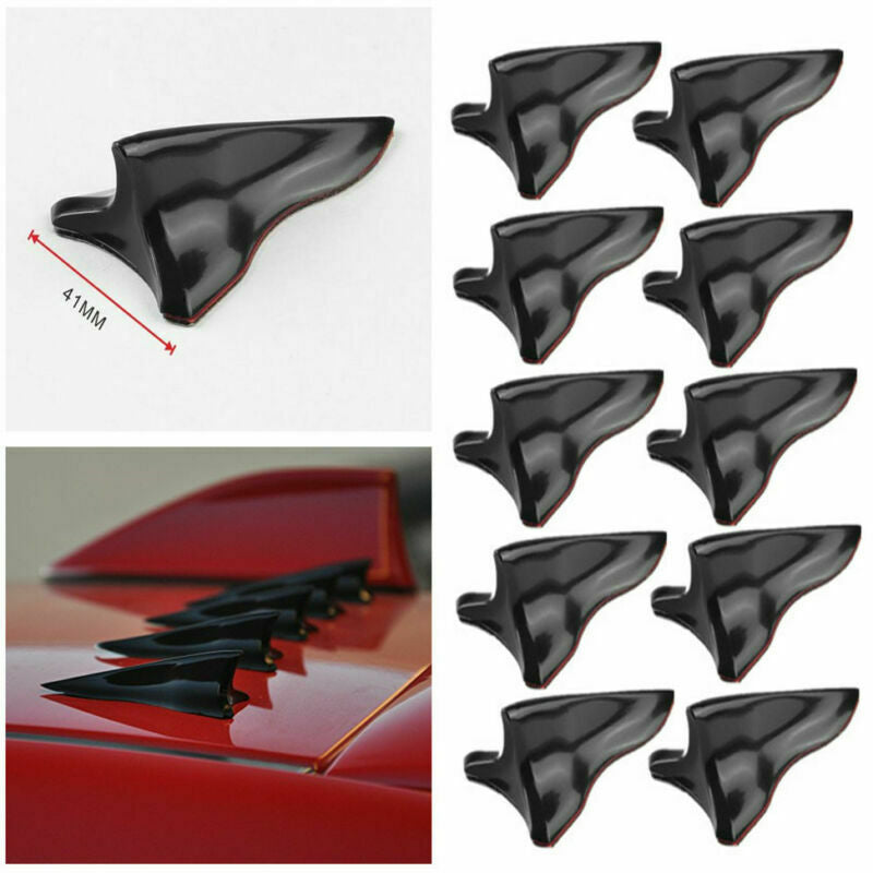 Universal Car Shark Fin Wing Roof Spoiler Kit Vortex Generat Jet Style 10 Pcs PP
