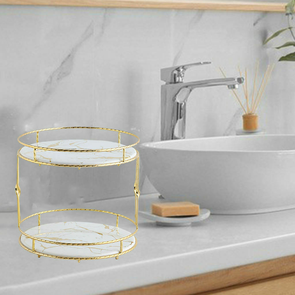 Ceramics Storage Tray Double Storage Marble Texture Bedroom Display Holder White