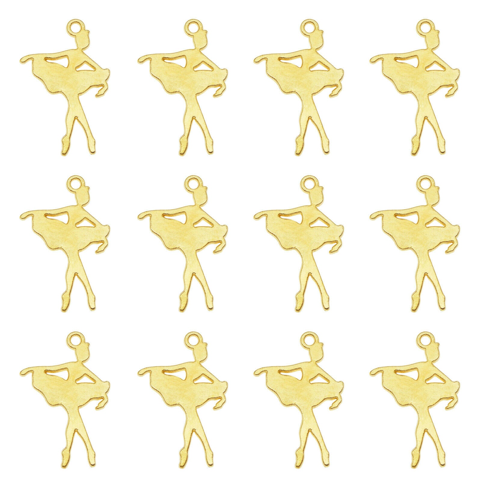 40pcs Golden Ballerina Alloy Charm Dancing Girl Pendant Earring Findings 14*22mm