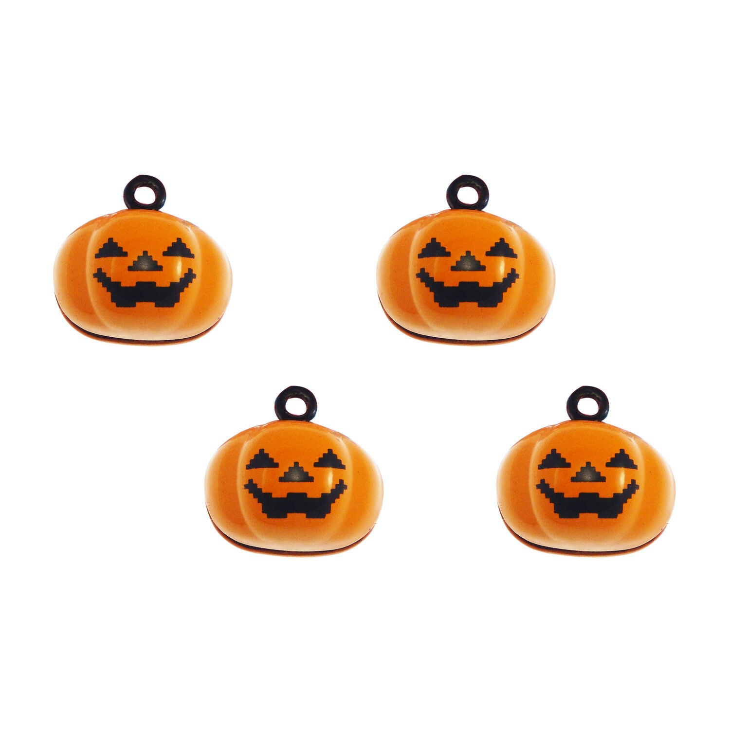 5pcs Orange Color Halloween Pumpkin Bells Alloy Pendants Charms Jewelry 53561