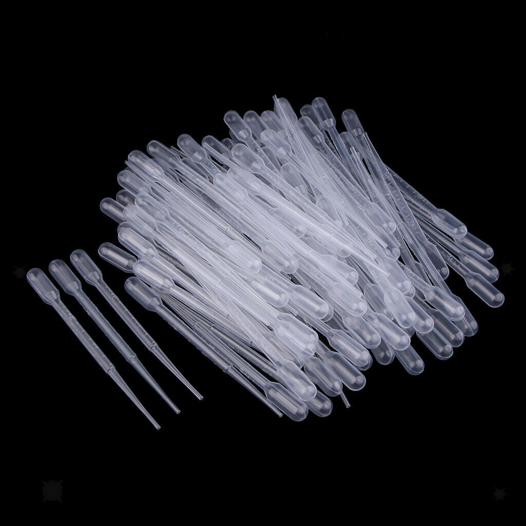 100pcs Disposable Plastic Transfer Pipettes Graduated Dropper scale 2ml