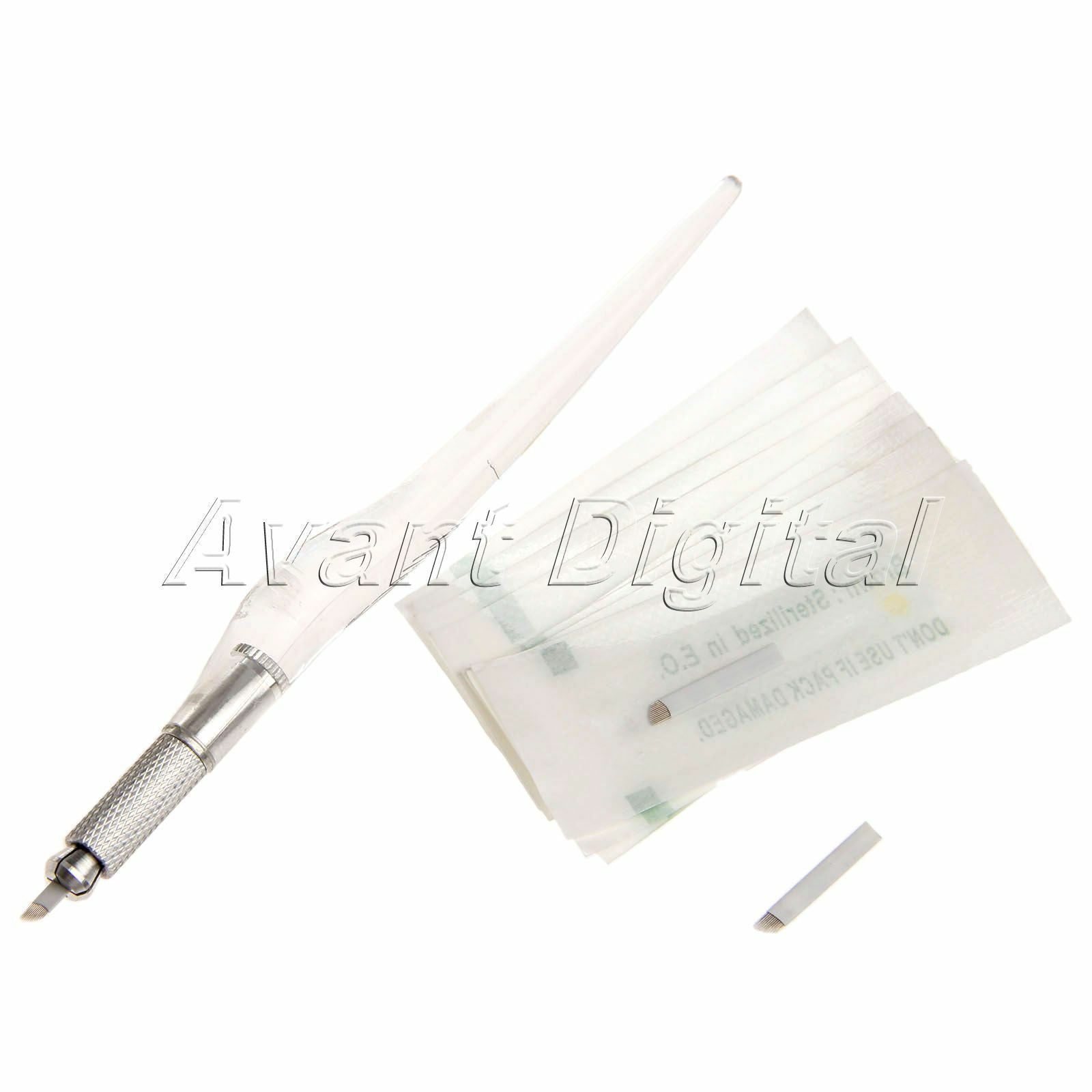 12 Pin needles+ Manual Tattoo Pen PCD Makeup Machine Eyebrow Micro blade Pen