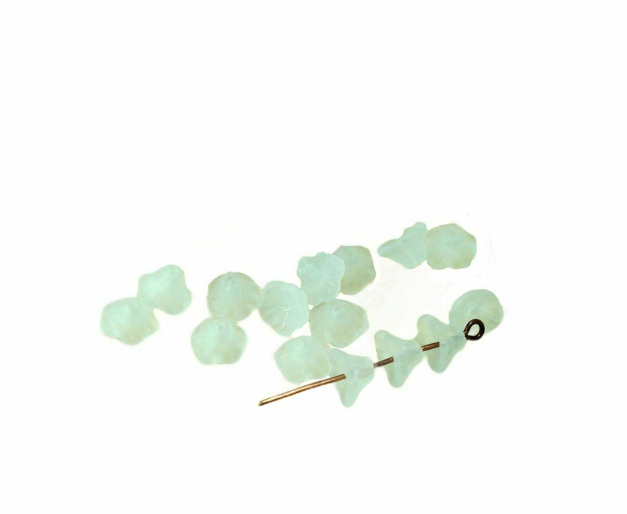 40pcs Matte White Czech Glass Bell Flower Bead Caps 7mm x 5mm