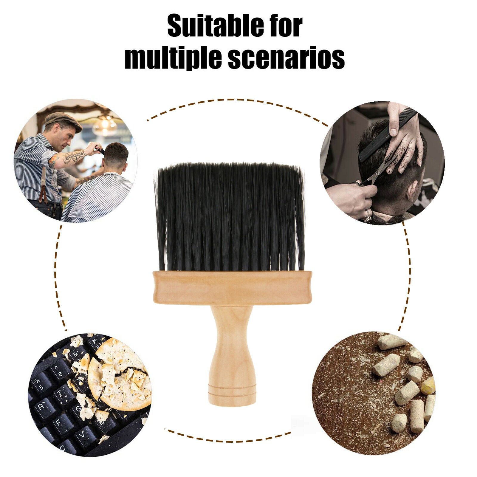 Neck Duster Brush Hair Dust Sweeping Brush Tool with Wooden Handle 6''