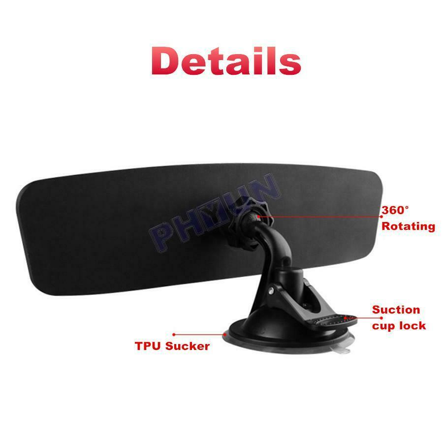 Car Interior Rear View Mirror Suction Fix Windshield Wide Flat Rearview Mirror