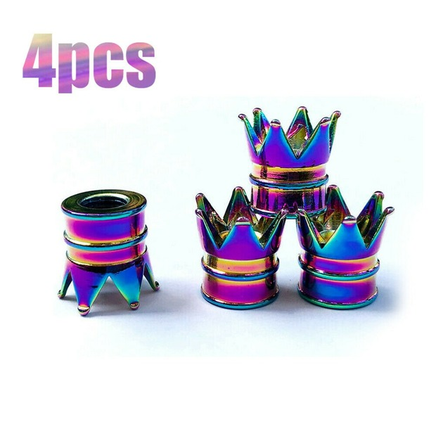 Aluminum Neon Color Crown Car Wheel Tire Valve Stem Cap Tyre Air Anti Dust Caps