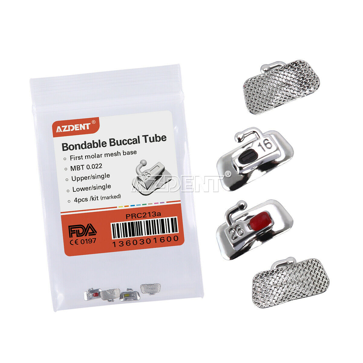 100X Dental Orthodontic 1st Molar Buccal Tube MBT 022 Non-Conv Bondable AZDENT