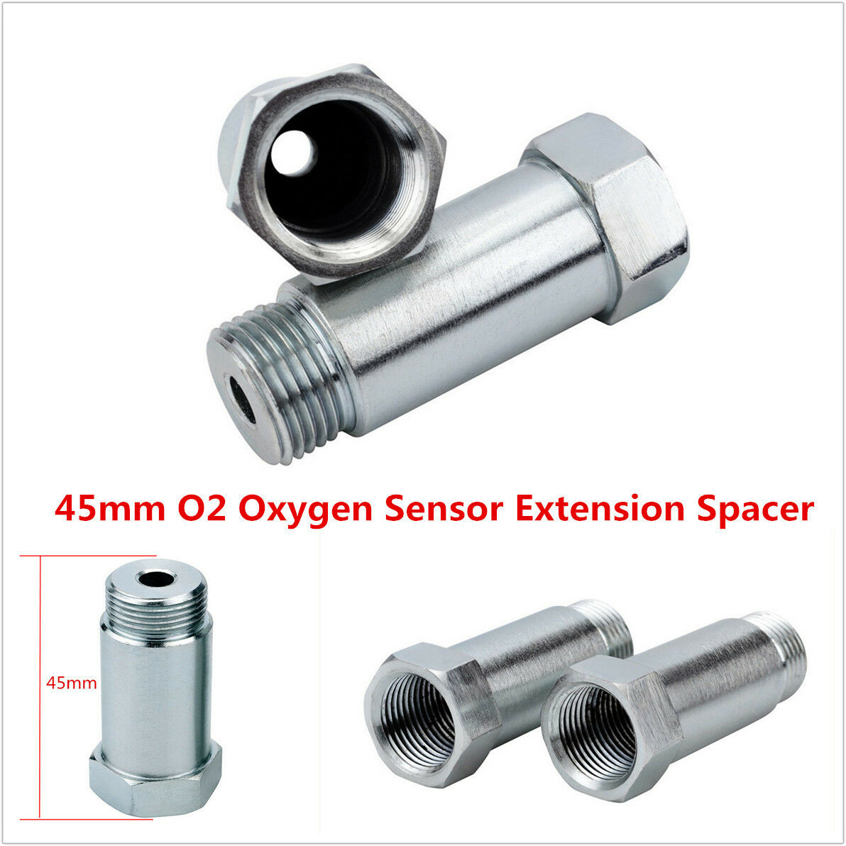 2Pcs New Straight O2 Oxygen Sensor M18 X 1.5 CEL 45mm Extension Spacer Extender