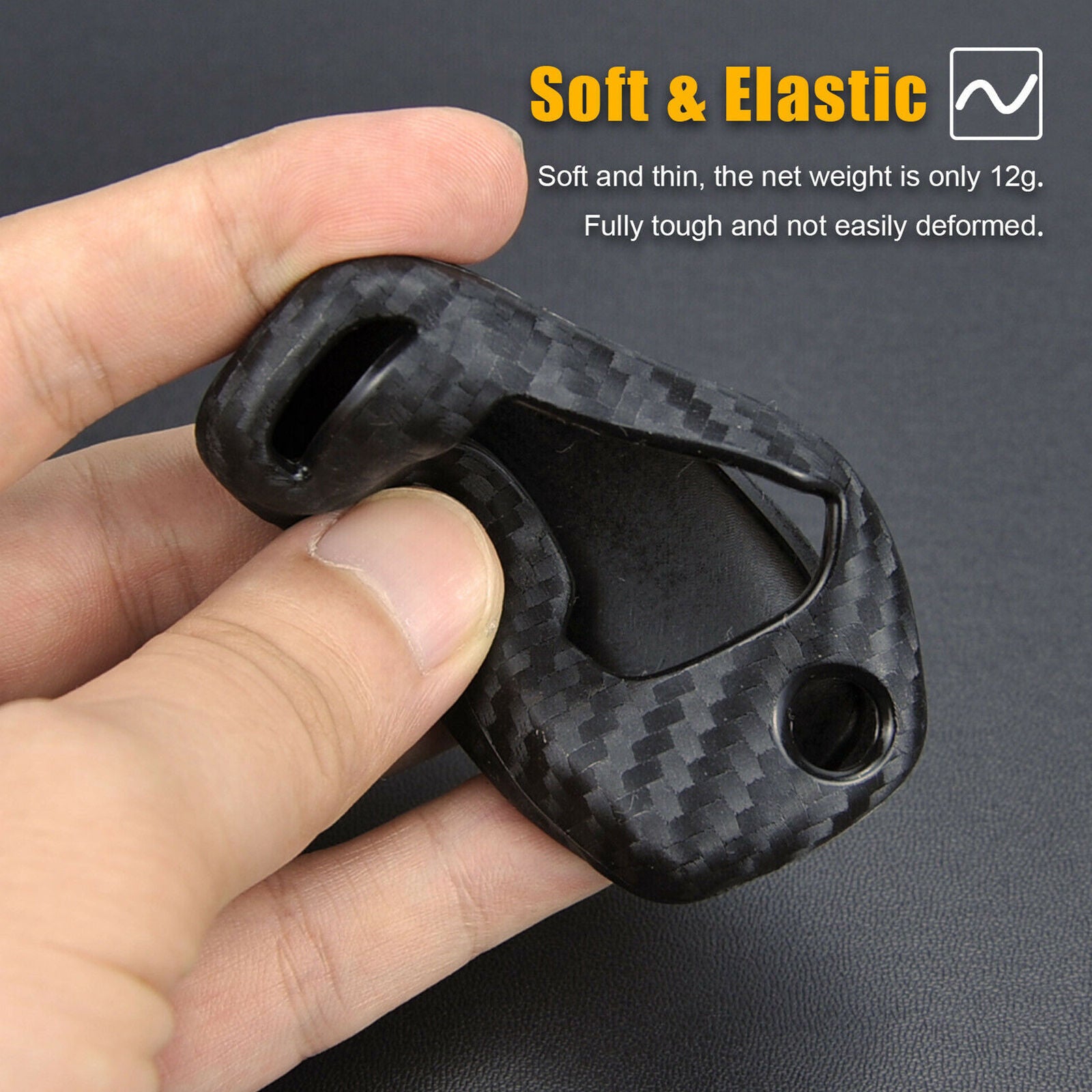 Silicone Carbon Fiber Car Flip Key Case Cover For Ford Focus4/Explorer/F150/F250