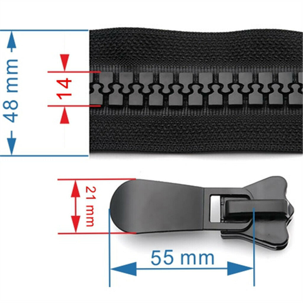 Black #20 YKK Marine Zipper Double Slider Bimini Top Boat Canvas Outdoor 47