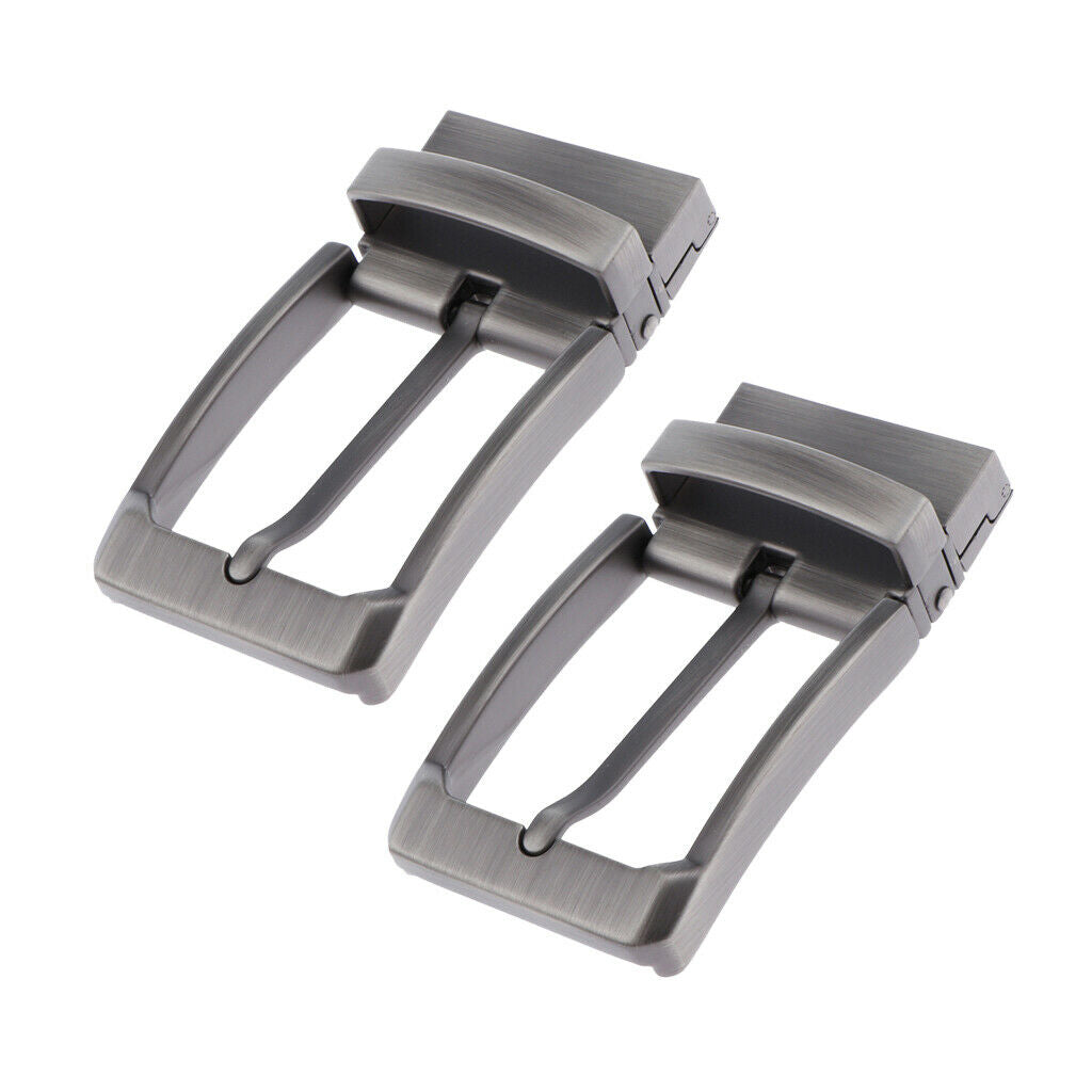 Prettyia 2x Reversible Alloy Belt Buckle Single Prong Rectangular Pin Buckle