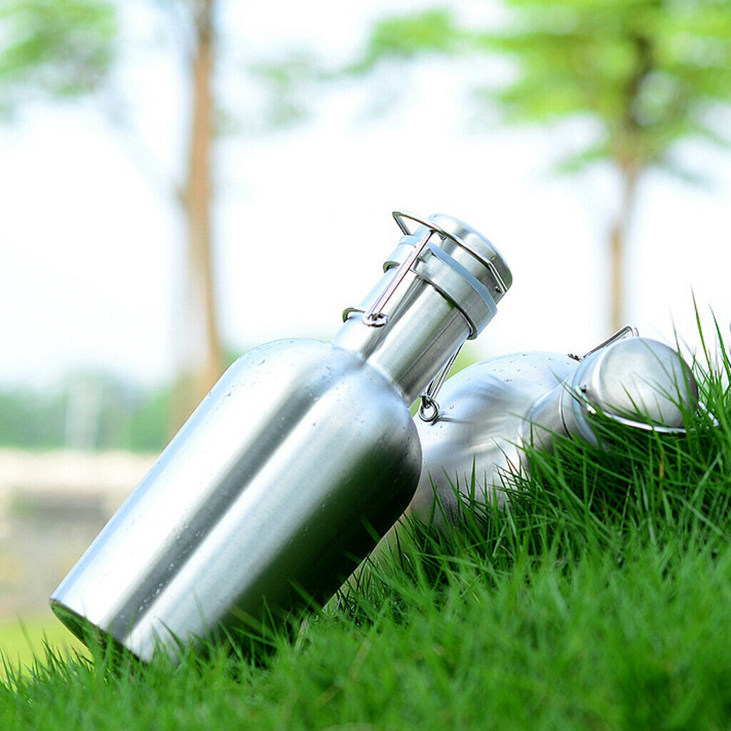 Home Brew Beer Growler Bottle 64 Oz 2L Stainless Steel Swing Top Hip Flask