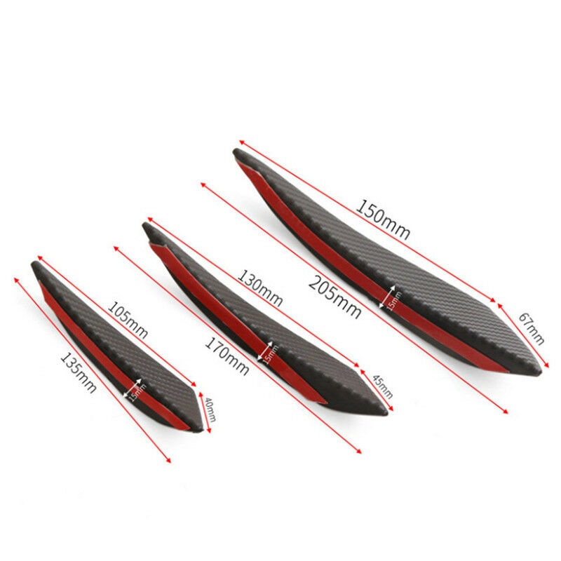 6Pcs Carbon Fiber Style Car Front Bumper Lip Splitter Body Spoiler Canards DD