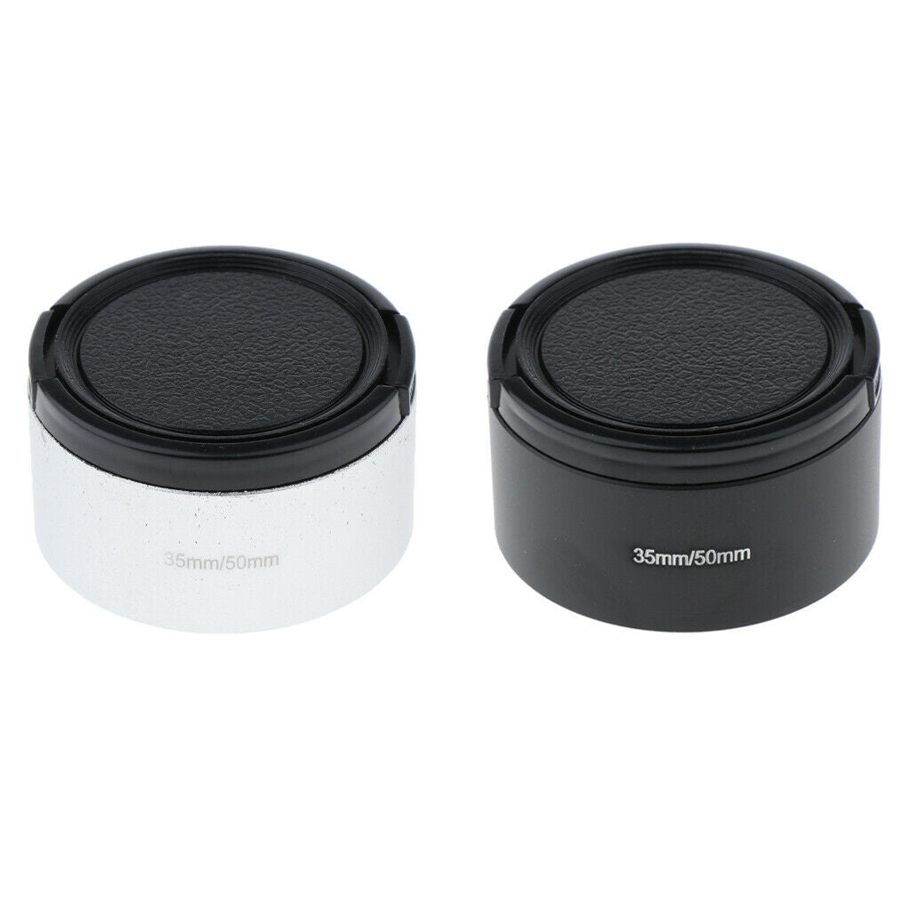 2 Pieces 35mm Metal Lens Hood for 35mm f1.7 / 50mm f1.4 CCTV Black + 46mm Lens